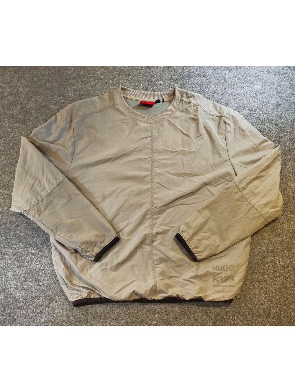 HUGO Men’s L Beige Logo Long Sleeve Minimalist Streetwear Windbreaker